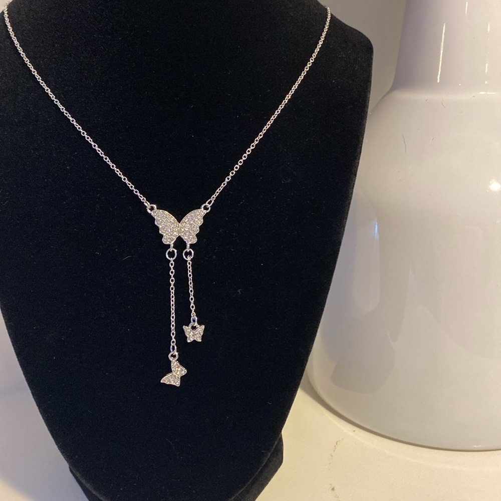 Dazzling Silver Butterfly Necklace